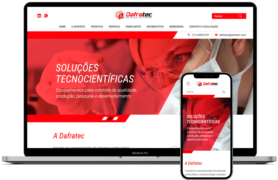 Home do website responsivo do Dafratec
